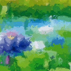 Naklejka premium Oil paintings and various floral landscapes, ponds, roses, peonies, geese, egrets, chrysanthemums, and birds are all beautiful