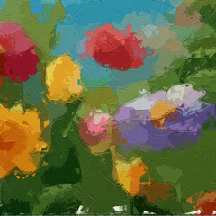 Oil paintings and various floral landscapes, ponds, roses, peonies, geese, egrets, chrysanthemums, and birds are all beautiful