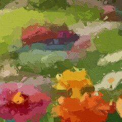 Oil paintings and various floral landscapes, ponds, roses, peonies, geese, egrets, chrysanthemums, and birds are all beautiful