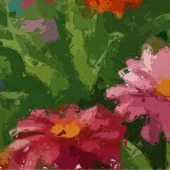 Oil paintings and various floral landscapes, ponds, roses, peonies, geese, egrets, chrysanthemums, and birds are all beautiful © Zhang