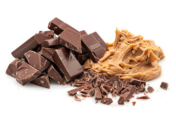 a studio shot of chocolate chunks and creamy peanut butter