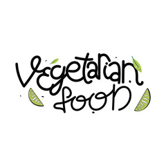 Hand Drawn Vegetarian Food Calligraphy Text Vector Design.