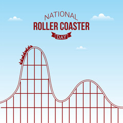 Happy national roller coaster day vector illustration. Happy national roller coaster day themes design concept with flat style vector illustration. Suitable for greeting card, poster and banner.