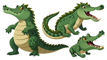Obraz premium Crocodile Vector Set, In Different Poses Like Sitting And Standing, Collection Of Crocodile, Water Animal Vector 