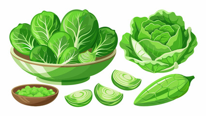 Obraz premium Spinach Vector Set, In Different Angled Views, Separated And In Bowl 