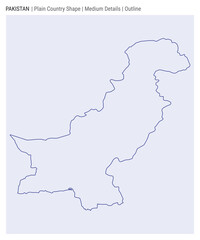 Pakistan plain country map. Medium Details. Outline style. Shape of Pakistan. Vector illustration.