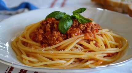 Spaghetti Bolognese A Well Liked Italian Pasta Dish with Tomato Sauce and Minced Meat