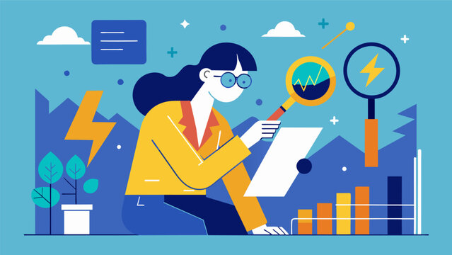 An analyst carefully examining data outliers trying to uncover potential anomalies or inconsistencies in energy consumption patterns.. Vector illustration