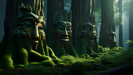 Whispering Woods - Ancient Faces Speak on the Wind