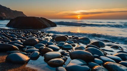 Finding balance in the midst of the sea and sunset, finding harmony with the sea and sunset, finding harmony with the sea and sunset, and forming a balance with the sea
