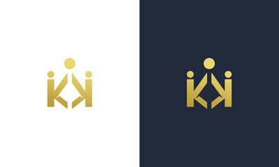 letter K crown abstract gold color logo design vector