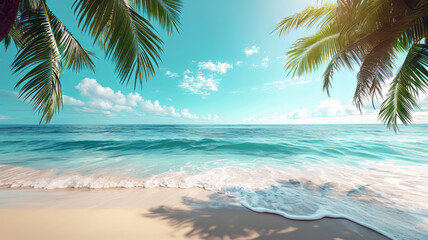 Waves on the sea with tropical beach