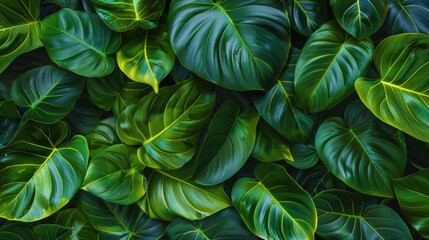 Fototapeta premium Beautiful Green Leaf Texture in Tropical Foliage Nature Setting