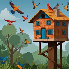 Title: colorful maze game featuring various bird characters.
