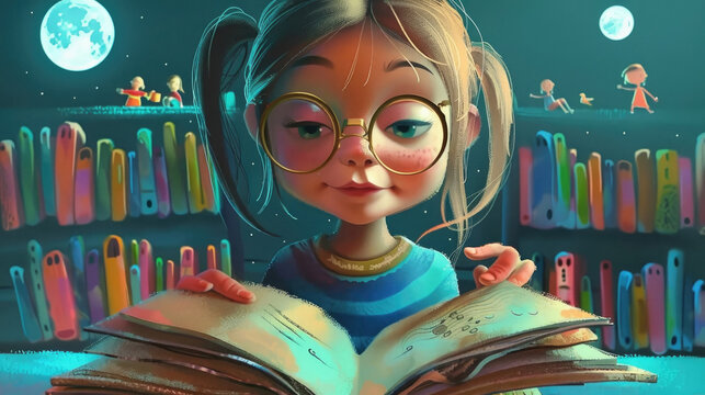 Reading book, Education and Learning concept, generative ai