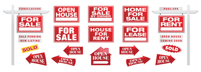 Ultimate Set of Vector Real Estate Signs with Placards - Build Your Own.