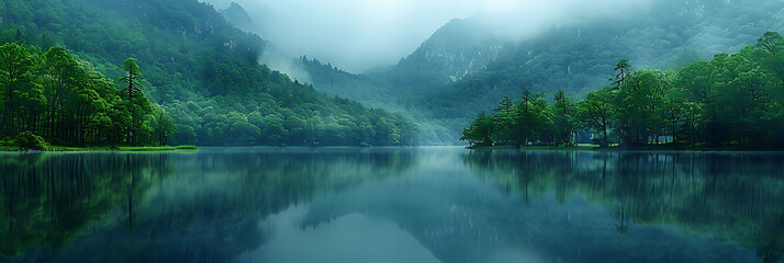 Minimalistic Lake Landscape: Empty Canvas & Tranquil Waters