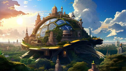 Turtle Titan - A City Atop a Celestial Colossus (3D Rendered)