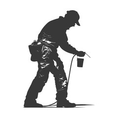 Silhouette Professional building painter in action black color only