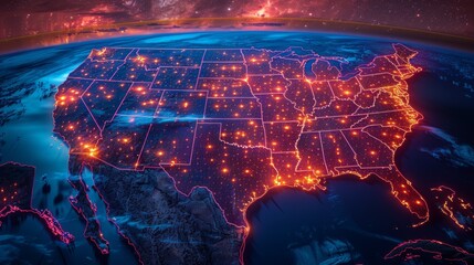 Map of the United States at Night