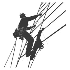 Silhouette Skyscraper window cleaner in action black color only