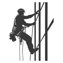 Silhouette Skyscraper window cleaner in action black color only