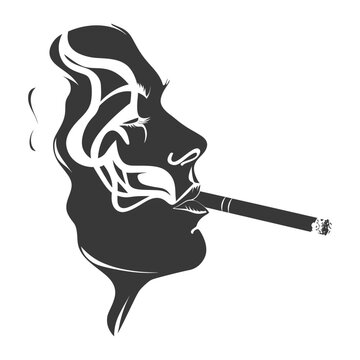 recommend clip art: Silhouette Smoking cigarette black color only
