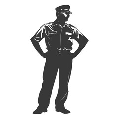 Obraz premium Silhouette taxi driver in action full body black color only
