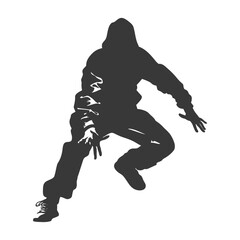 Fototapeta premium Silhouette thief in action full body black color only