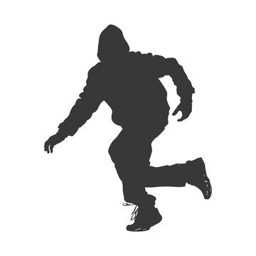 recommend clip art: Silhouette thief in action full body black color only