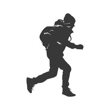 recommend clip art: Silhouette thief in action full body black color only