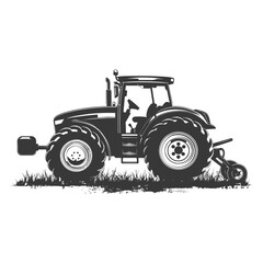 Silhouette tractor heavy equipment black color only
