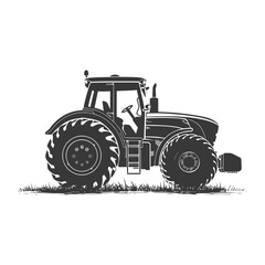 Silhouette tractor heavy equipment black color only