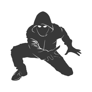 recommend clip art: Silhouette thief in action full body black color only