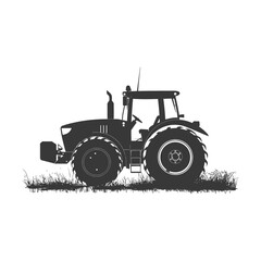 Obraz premium Silhouette tractor heavy equipment black color only