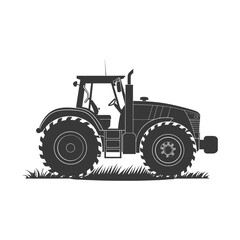 Silhouette tractor heavy equipment black color only