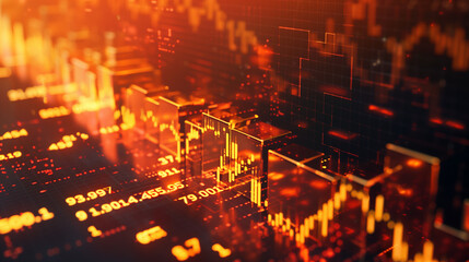 Fototapeta premium Futuristic Gold Trade Stock Analysis in Digital Environment