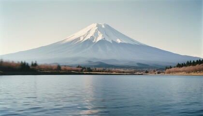 fuji mountain view from lake, long exposure
