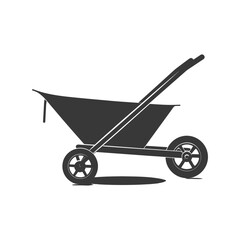 Silhouette wheelbarrow black color only