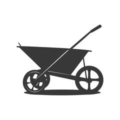 Silhouette wheelbarrow black color only