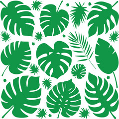 Palm Tree Leaves Silhouette Vector Set