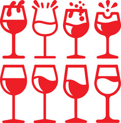 Red Wine Silhouette Vector Set