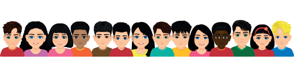 Fototapeta premium Peer group set of boys and girls