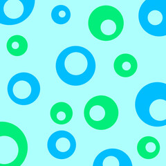Blue and green circles design on blue background