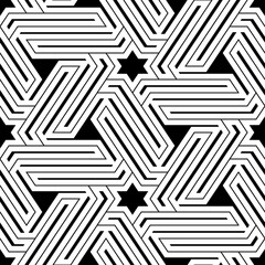 Stars, figures ornament. Ethnic backdrop. Star, polygonal shapes wallpaper. Folk background. Mosaics motif. Digital paper, abstract. Seamless pattern. Vector