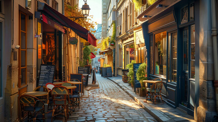 Parisian Cafe Tables: Cozy Street Amid Landmark Architecture