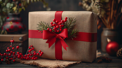 Realistic Christmas Present Image for Designers