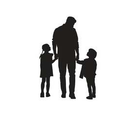 vector silhouette of a man holding a baby hands 