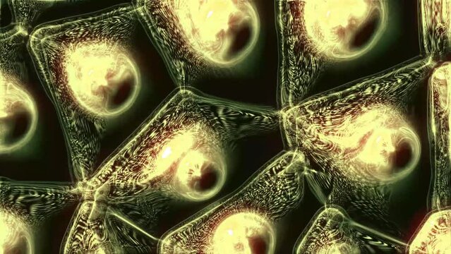 3D animation of human cells under a microscope