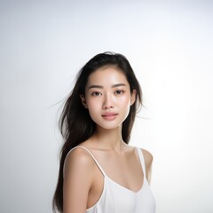 Beauty face Asain bright white background